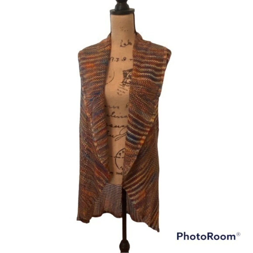 Woman's Size M New Directions Multi Colored Open Weave Open Front Vest/Shrug